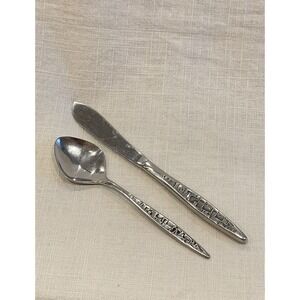 Lyon Stainless Cortez Aztec‎ Brutalist Mid Century Butter/Jam Spoon & Knife